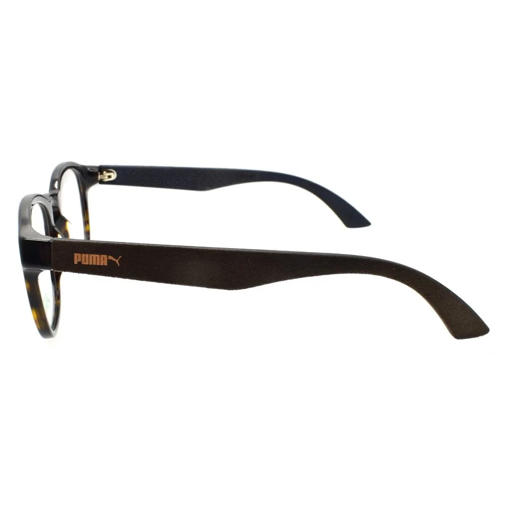 PUMA PU0043O 003 Eyeglasses Frames 49-22-140 Havana & Brown w/ Suede
